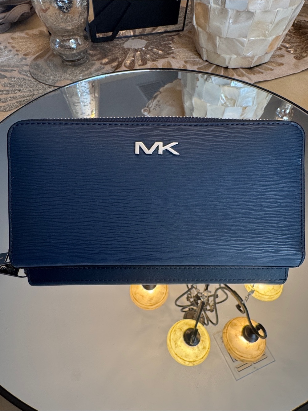 Michael Kors Navy Saffiano Zip-Around Womens Wallet